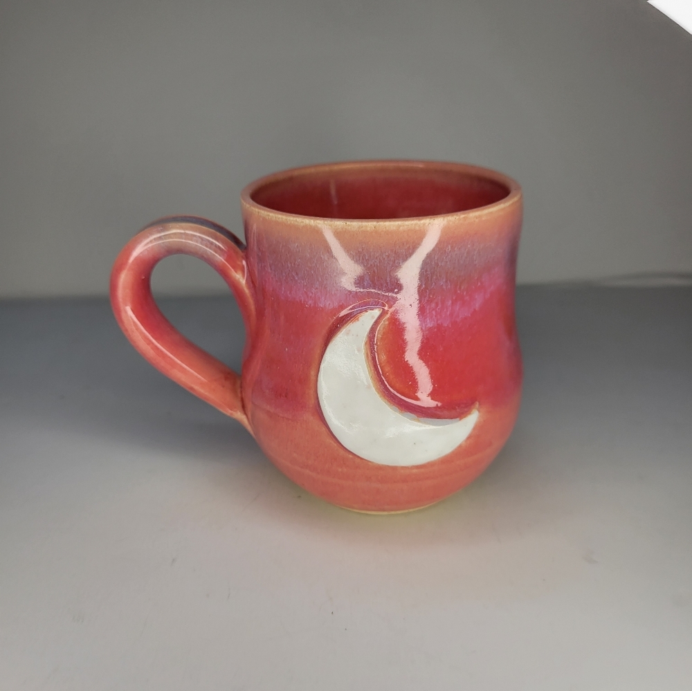 Studio Pottery Ombre Crescent Moon Mug Signed Jenny Wood
